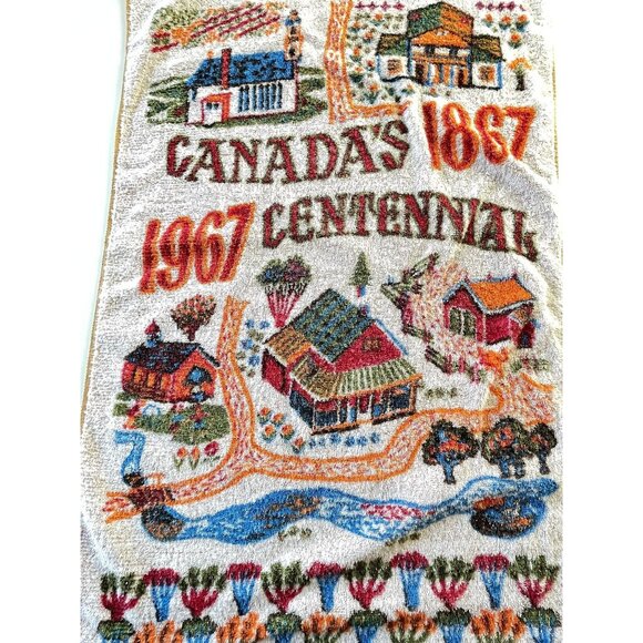 Vintage 60s towel, 1867-1967 Canada Centennial bath towel, 100% cotton - Picture 3 of 10
